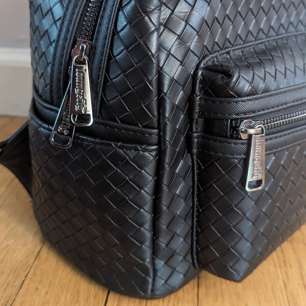 Disney Parks Loungefly Mickey Mouse Black Woven Mini Backpack EUC - Picture 5 of 6